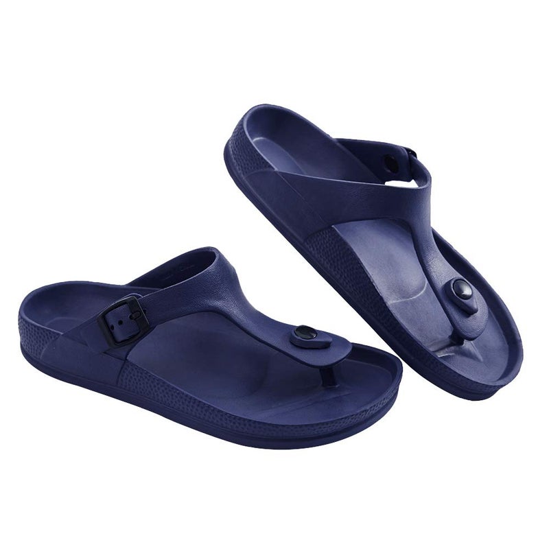 FUNKYMONKEY EVA Flip Flops Waterproof Adjustable Thong Sandals for Mens and Womens (8 M US, Navy/Flipflops) - Image 3